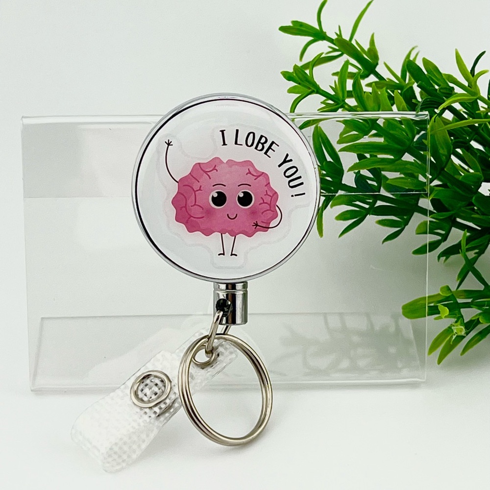 Funny badge Reel, brain 🧠, retractable badge,premium badge clip and heavy duty,